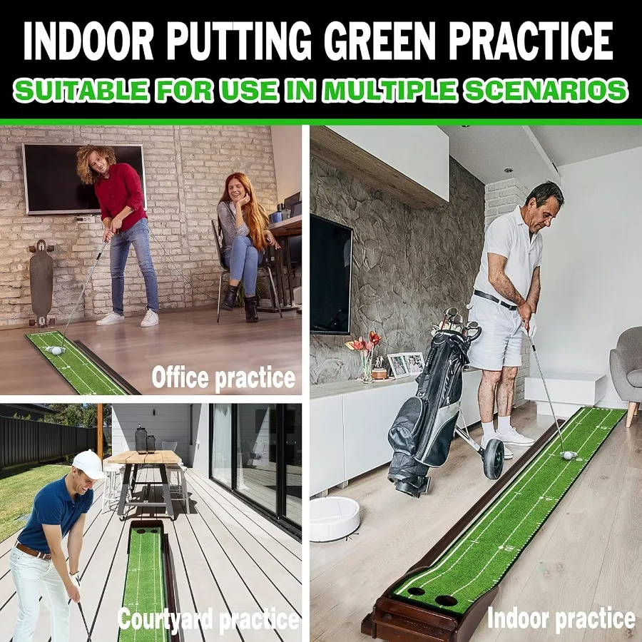 Indoor and Outdoor Golf Putting Mat with Automatic Ball Return System Perfect for Home Office Backyard Patio and Indoor Practic