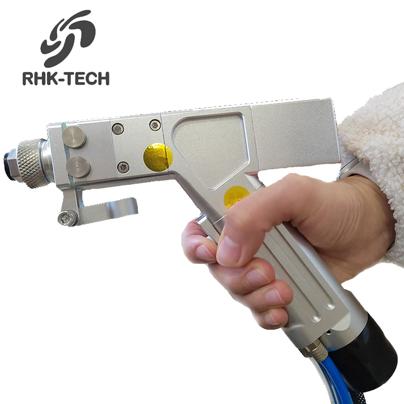 RHK TECH Popular Handheld Water-cooling Wobble Marking 1500W Laser Welding Head Fiber Laser Welding Gun for Sale