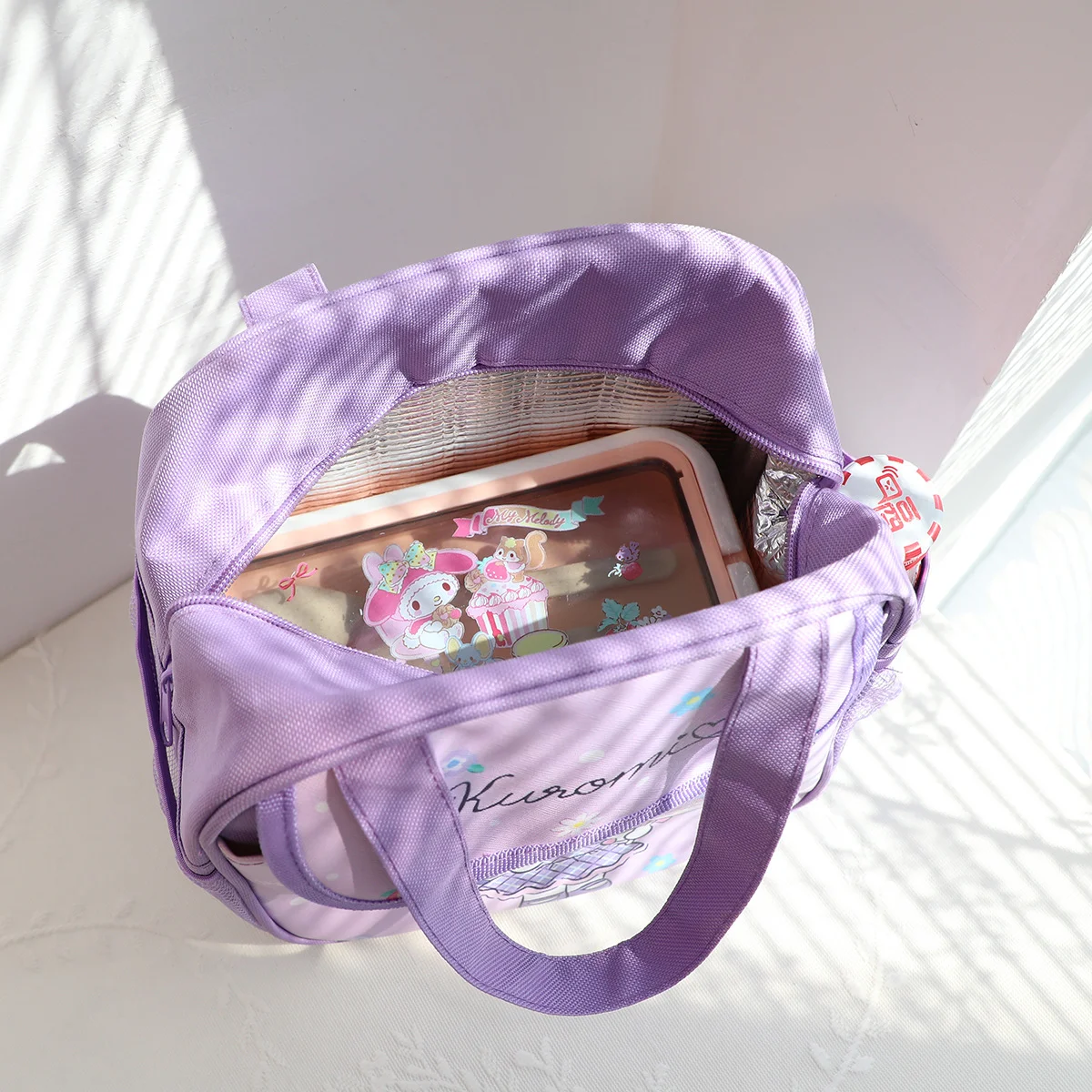 Portable Sanrio Lunch Bag Kuromi Cinnamoroll My Melody Travel Thermal Breakfast Box School Child Large Capacity Tote Food Bag