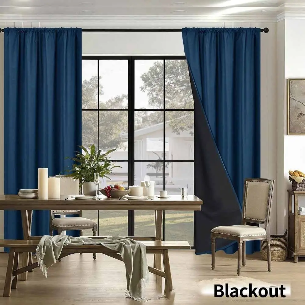 Sunshade Blackout Curtain with Rod Pocket Washable Window Curtain 100 x 200cm Coated Lining Curtains for Bedroom Dining Room