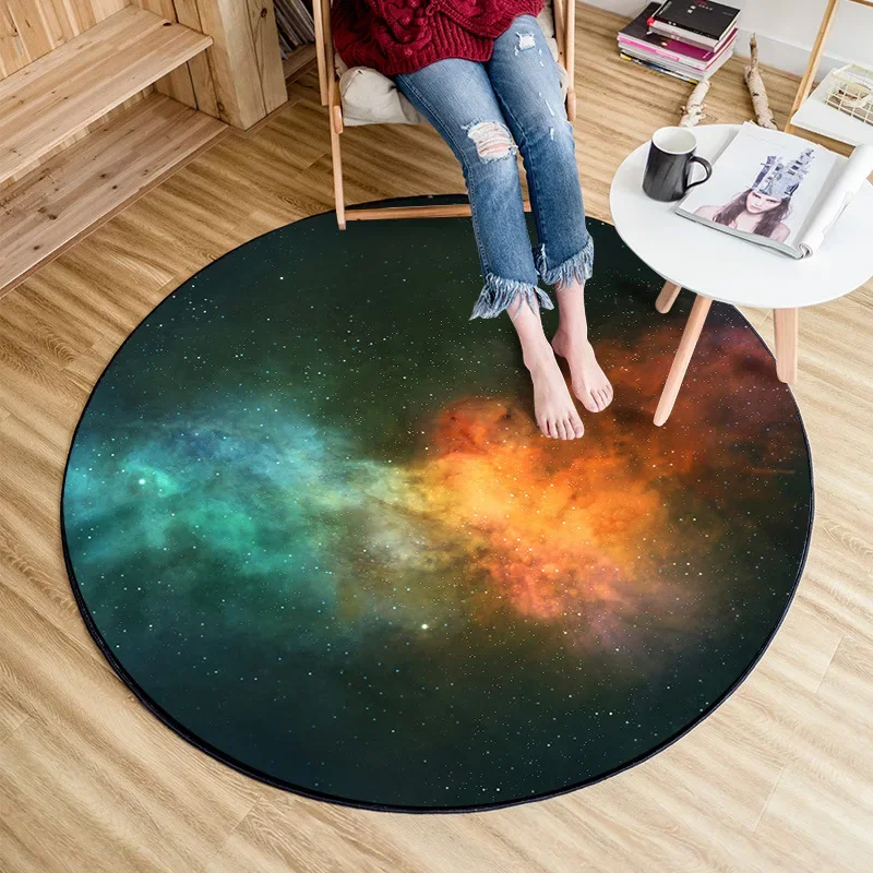 Moon Baby Living Room Children\'s Bedroom Round Carpet   Floor Mat Planet  Space Universe Galaxy