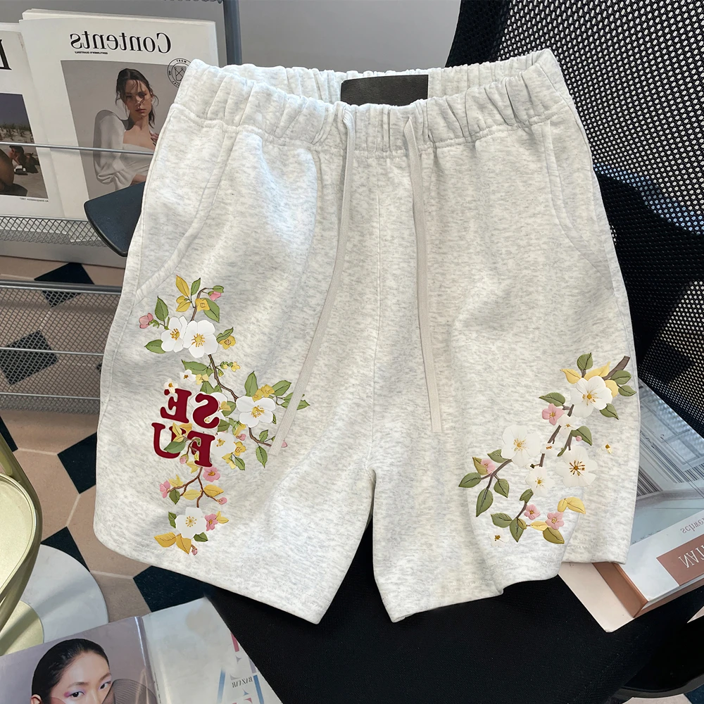 

Summer Casual Cotton Straight Leg orts Men's Loose Fit Floral Letter Print Five-Quarter Length Comfortable Versatile orts