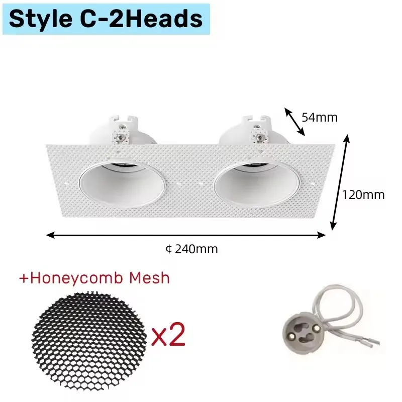 Randloze Verstelbare Anti-Glare LED Spotlight Verzonken Trimless Plafond Downlight GU10/MR16 Spot Light Houder Beugel Fittings