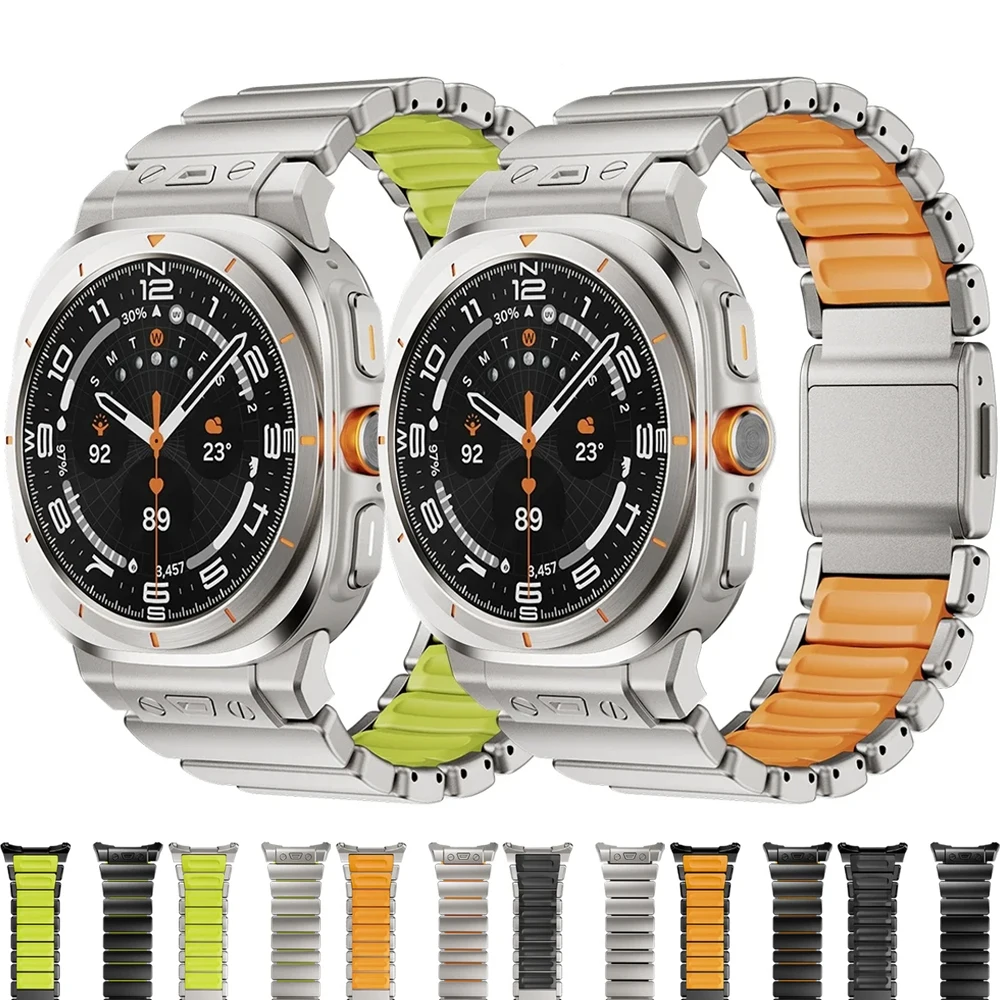 

Luxury Magnetic Band for Samsung Galaxy Watch Ultra 2025 Stainless Steel + Silicone Strap for Galaxy Watch Ultra 47mm Bracelet