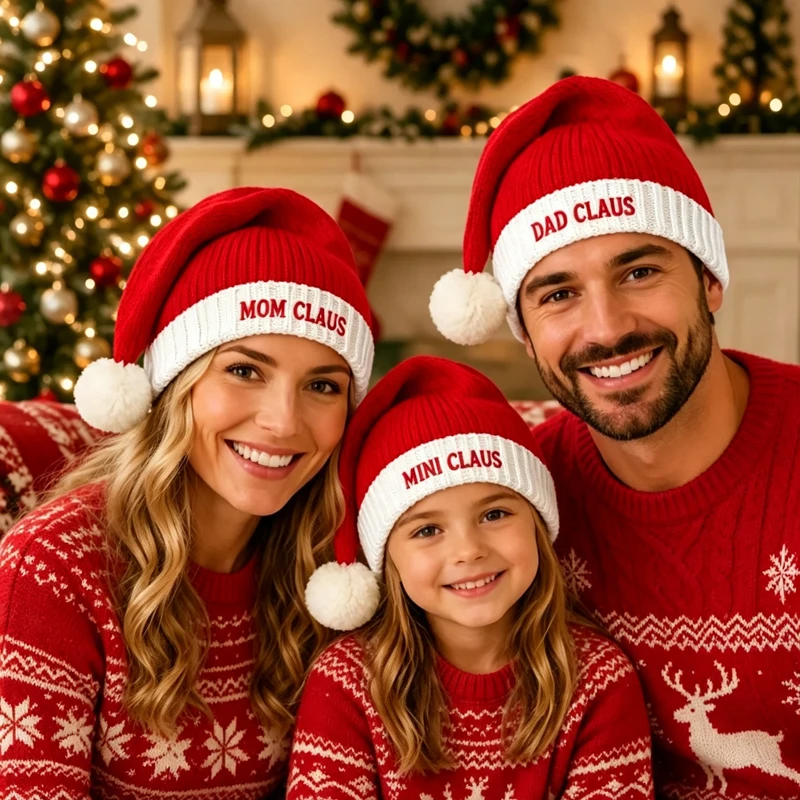 Custom Embroidered Name Santa Hat Personalized Christmas Hat for Kids & Adults Family Christmas Hat