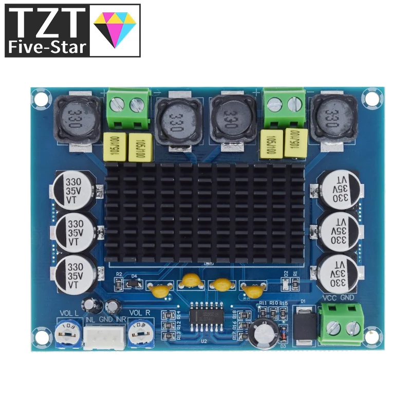 TZT DC 12V 24V 120W*2 TPA3116 D2 Dual Channel digital Power audio amplifier board  good