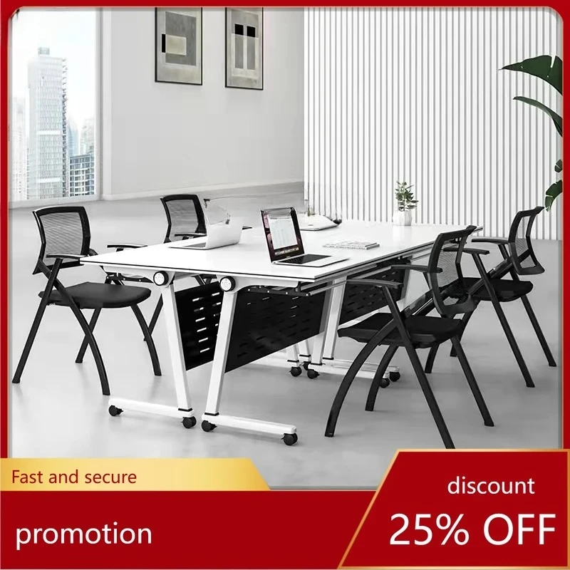 training table and chair  can be spliced,  mobile long strip with wheels, multi-functional office folding conference table