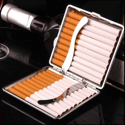 Leather Cigarette Box Case with Metal Clips Cigarette Case Box Tobacco Cigar Cigarette Storage Box Case Container Holder Gift