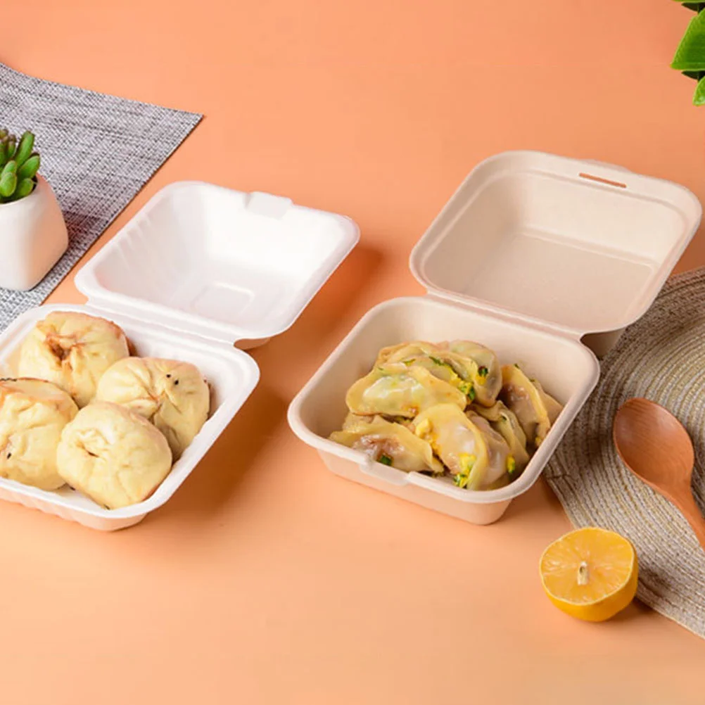 20 Pcs Trays for Food Serving Disposable Hamburger Box Portable to Go Containers Supply Biscuit Takeout Boxes Beige