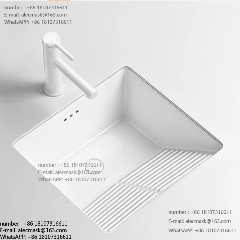 

Balcony washboard undercounter basin, ceramic with washing board, laundry cabinet embedded