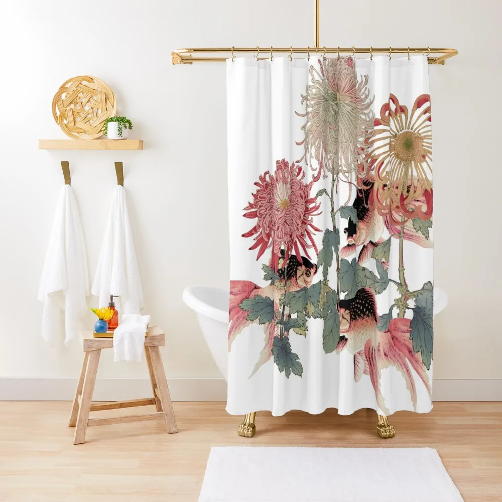 

Goldfish and Flowers Shower Curtain Waterproof Shower Luxury Bathroom Funny Shower In The Bathroom Curtain