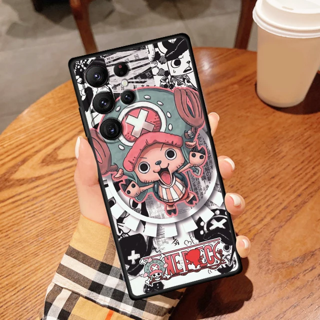 Ones P-Piece Chopper Cute For Samsung Galaxy S24 S23 S22 S21 S20 FE S10 S9 S10E S8 Plus Ultra Lite 5G TPU Black Phone Case