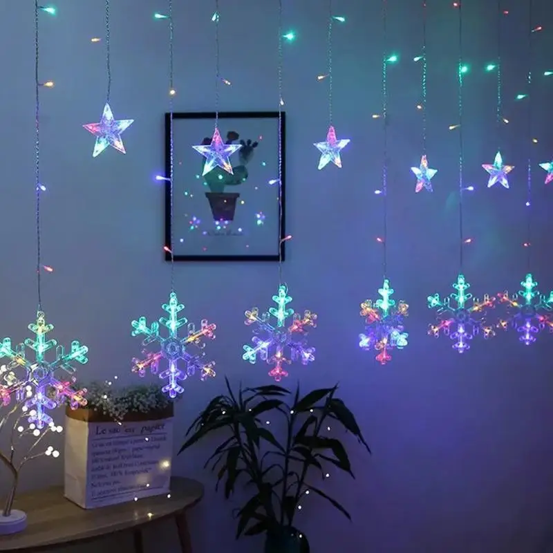 Window Christmas Lights Snowflakes Lights LED Star Christmas Lights Indoor Christmas Decorations Holiday Lights For Birthday