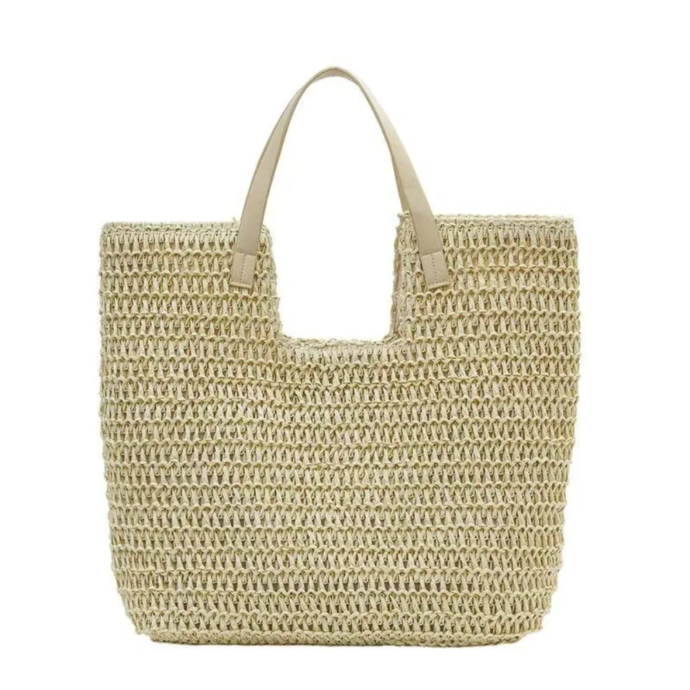 

Повседневная пляжная соломенная сумка большой емкости, летняя тканая большая сумка, простая сумка для ноутбука, унисекс