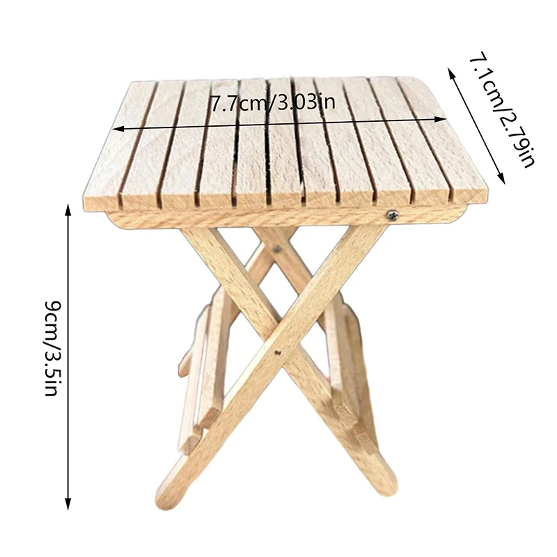 1:6 Dollhouse Miniature Table Tea Foldable Table Coffee Table End Table Model Furniture Decor Toy Doll House Accessories