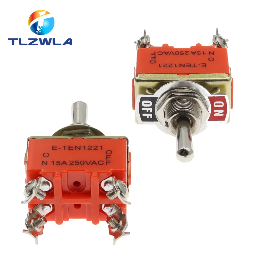 1PCS E-TEN1221 4 Pin SPST 4 Terminal ON-OFF 15A 250V Toggle Switch TEN1221