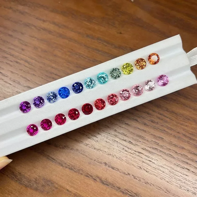 ラボグロウンサファイア-ラウンドカット-ホットピンクカラー-ジェムストーン-diy-ジュエリー製作-インレイリング-ネックレス-ブレスレット-選択可能-agl-認証書付き