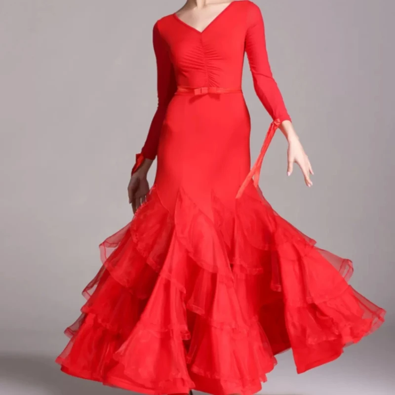 Ballroom Dance Dress Woman Modern Waltz Tango Dance Exercise Costume Standard Ballroom Dress