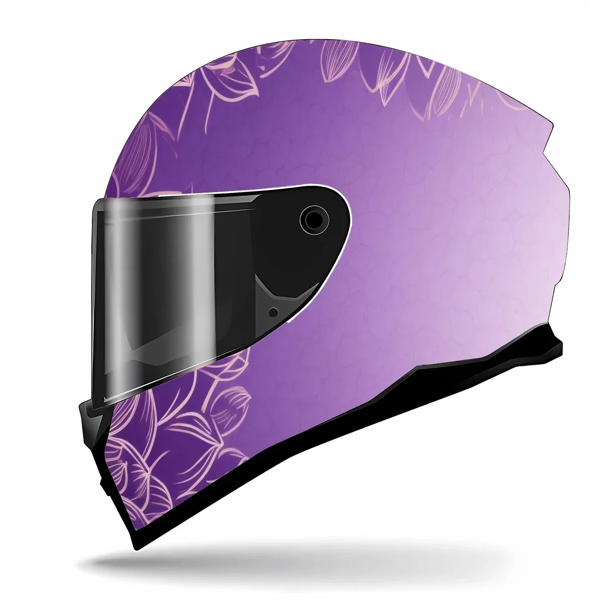 Abstract Purple Gold Line Flower Full Helmet Wrap Sticker Motorcycle Helmet Racing Graphic Decal Vinyl Wrap Helmet Decor Sticker view 3