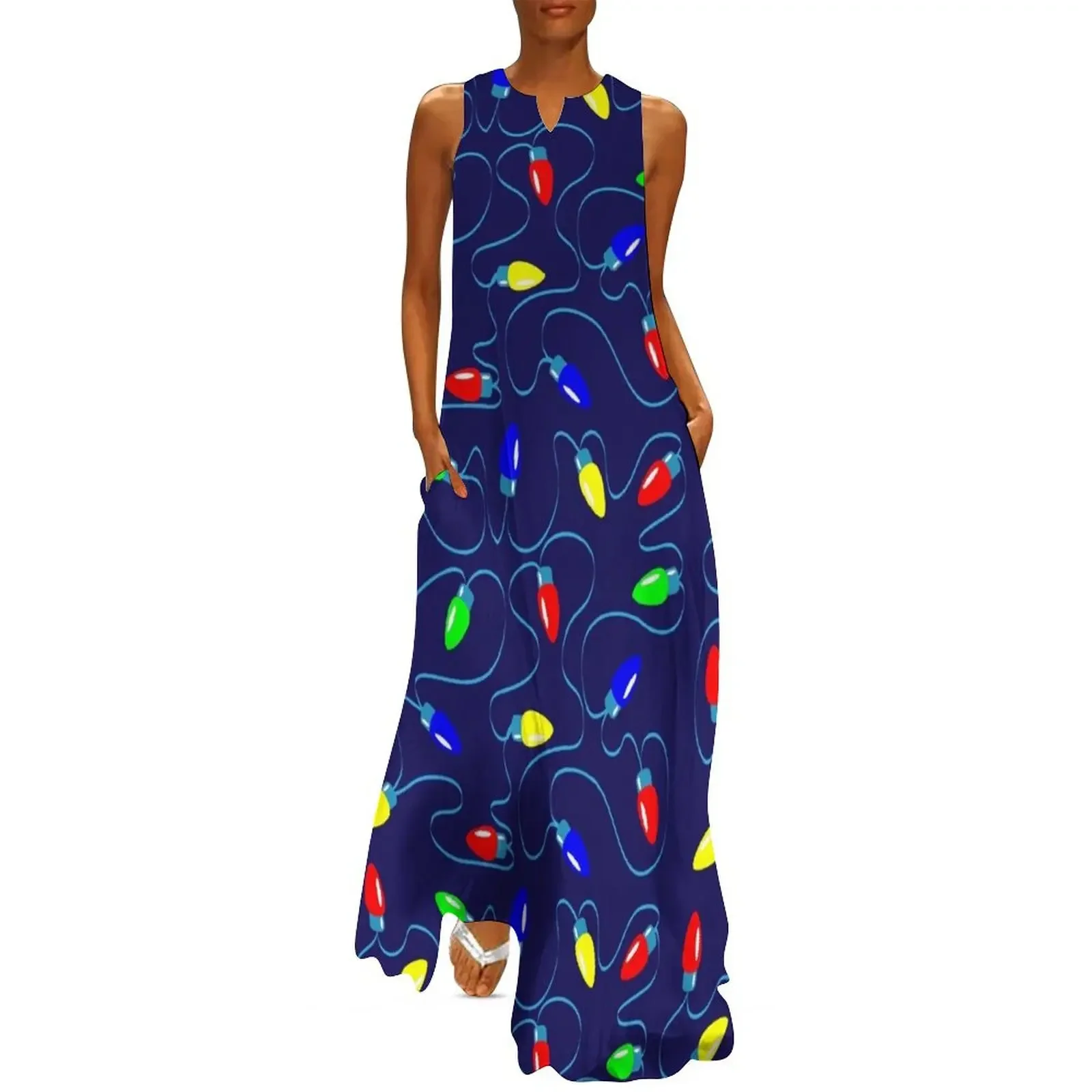 

Christmas Lights Christmas Print Long Dress fairy dress Women's summer dresses summer dresses Women's summer dress