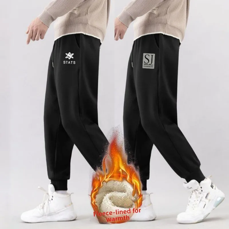 

Trendy Men's Fce Lined Cargo Pants Winter Thiened eepskin Warm Slimming Commuter Casual Long Trousers Korean Sle