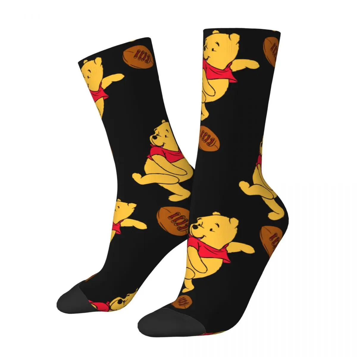 

Happy Funny Men's compression Socks Famous Disney Animation Vintage Harajuku Winnie the Pooh Hip Hop Novelty Seamless Crew Crazy