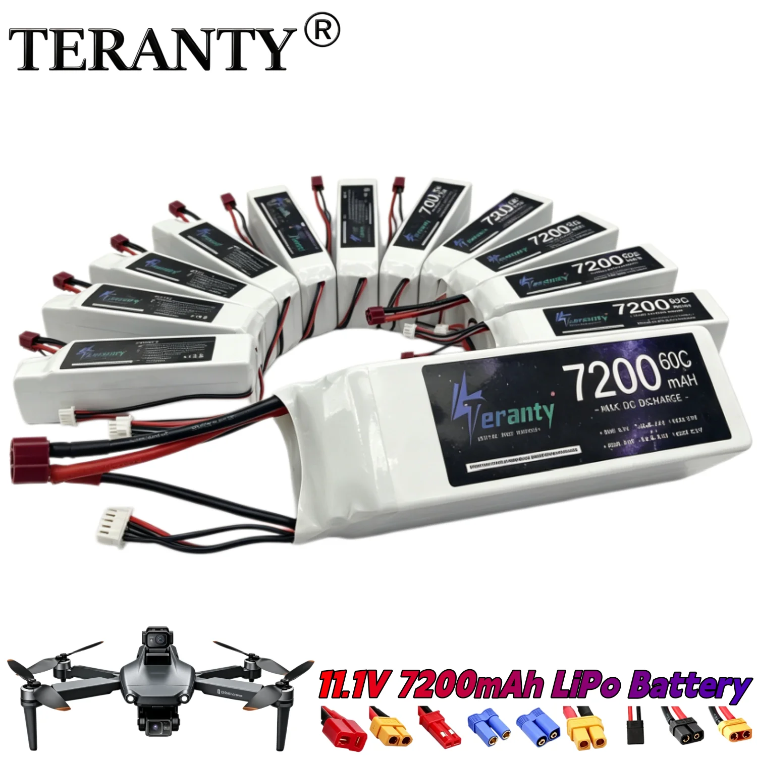 3S 11.1V 7200mAh 60C Lipo Battery Rechargeable High Capacity Cell For RC Drone Car Boat Aircraft Toy Models