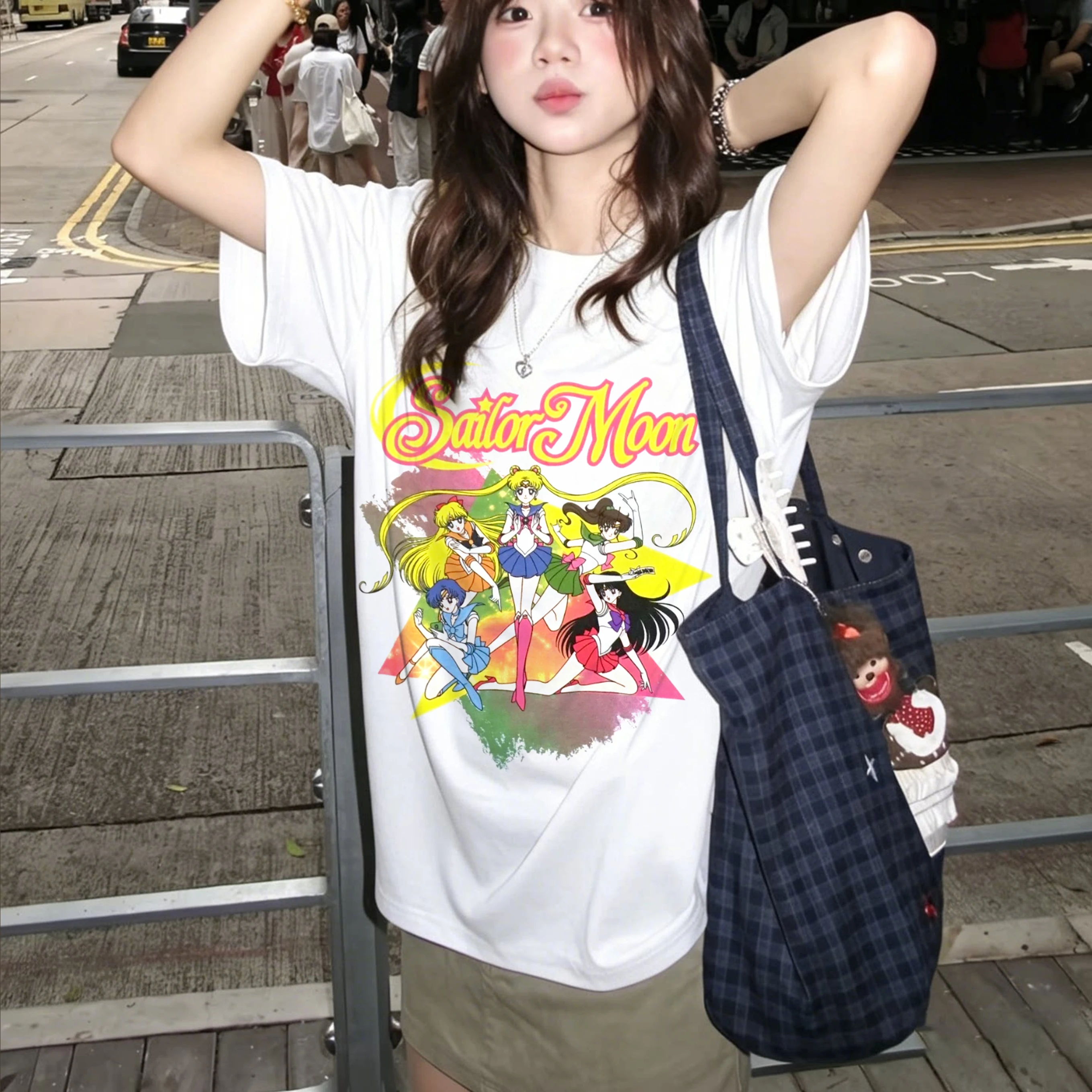 Sailor Moon Vintage Japanese Anime Graphic Cotton T Shirt 2026 Summer Men Women Streetwear Harajukju Y2K Couple Kawaii Tee Tops