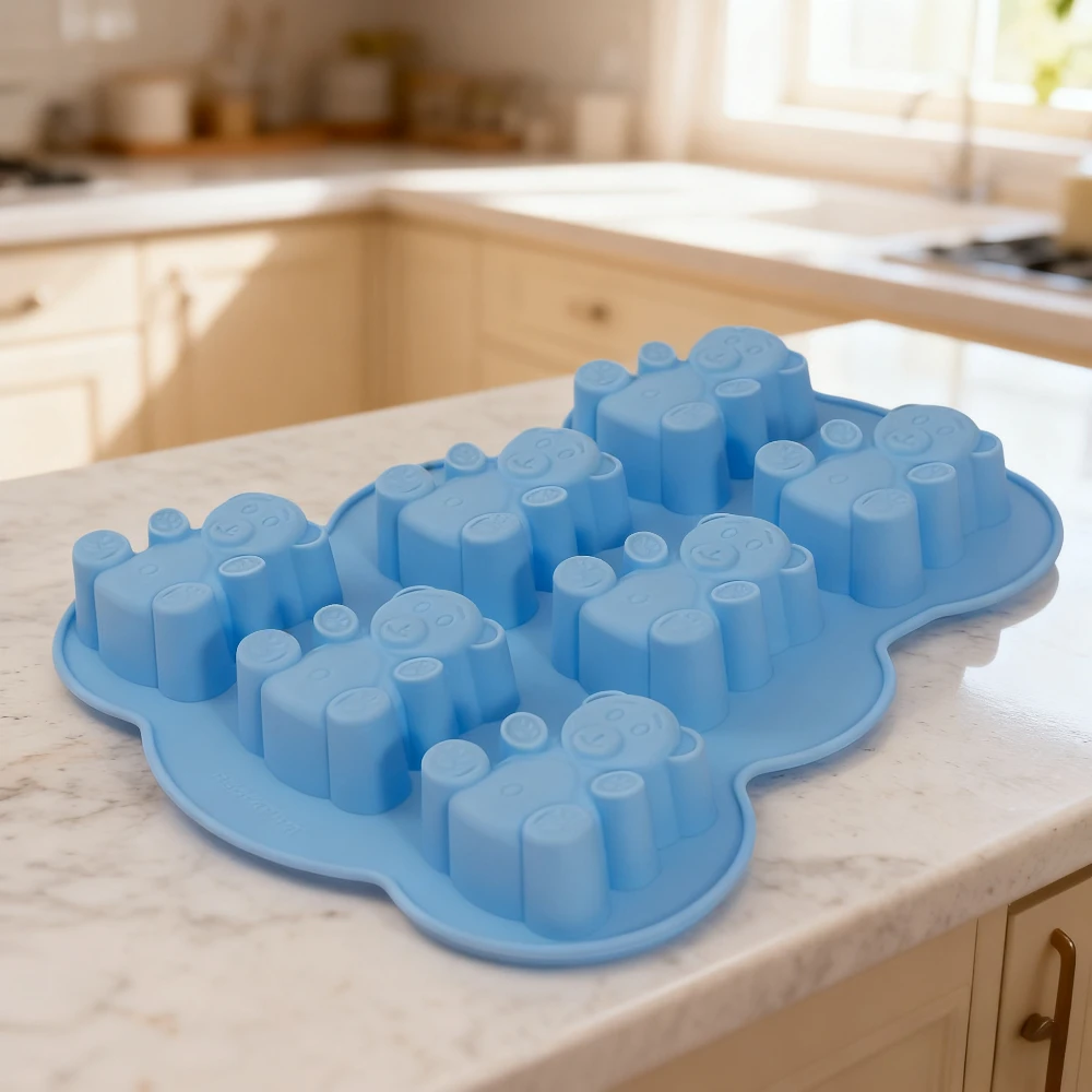 

7 Holes Silicone Lovely Bear Cake Mold DIY Baking Molds 3D Animal Cookie Mould for Chocolate Candy Fondant Kitchen Baking Tools