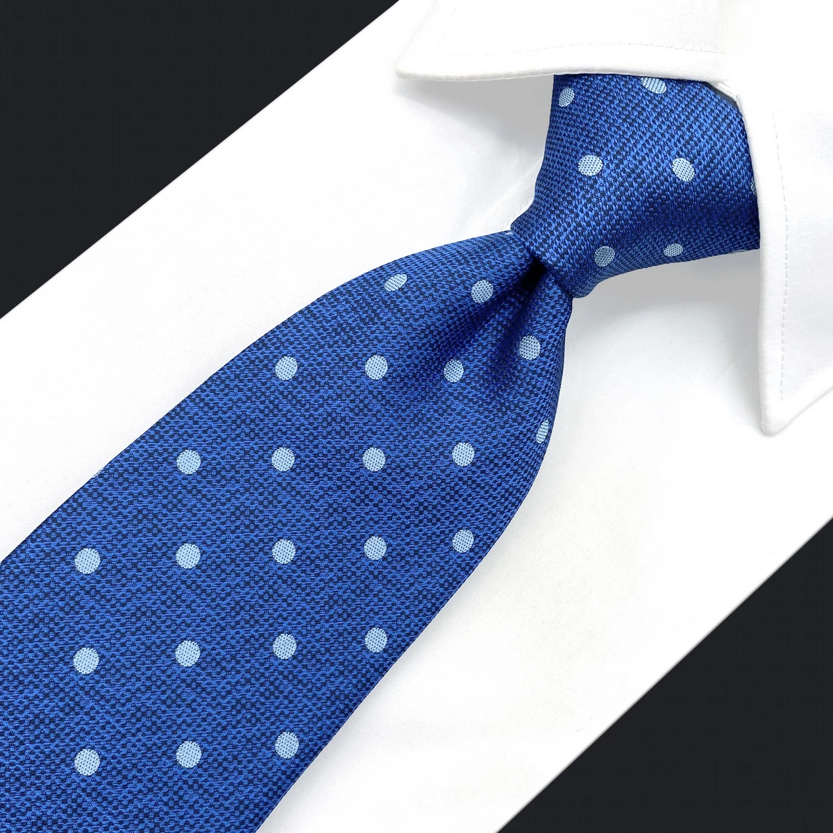 A84 Dots Blue Ties for Men Silk Wedding Neckties Extra Long 63