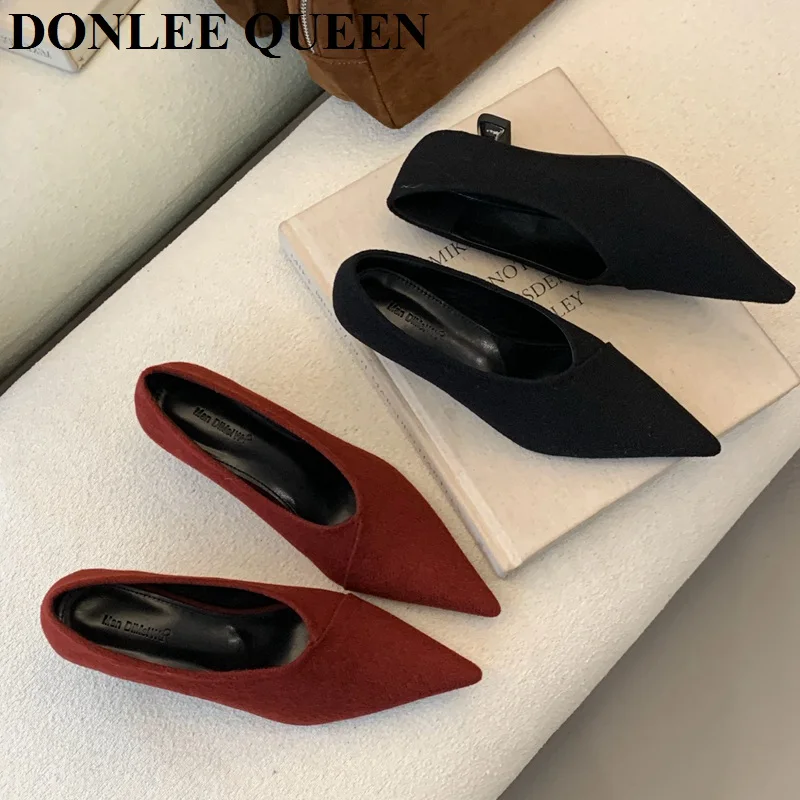 Female Med Heels Woman 2024 New Autumn Pointed Toe Pumps Women\'s Shoes Office Ladies Dress Pumps Shoes Party Wedding Shoes Mujer