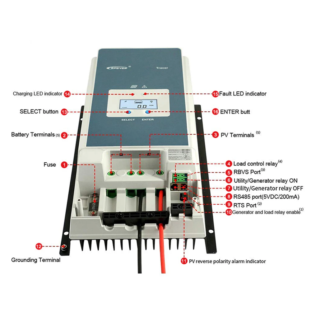 Imagem -02 - Epever Controlador Carga Solar Mpptmppt Solar Charge Controller 40a 30a 20a 10a 12v 24v Auto Solar Panel Regulador para Baterias de Chumbo-ácido-lítio com Wificontrolador de Carga Solar Mppt