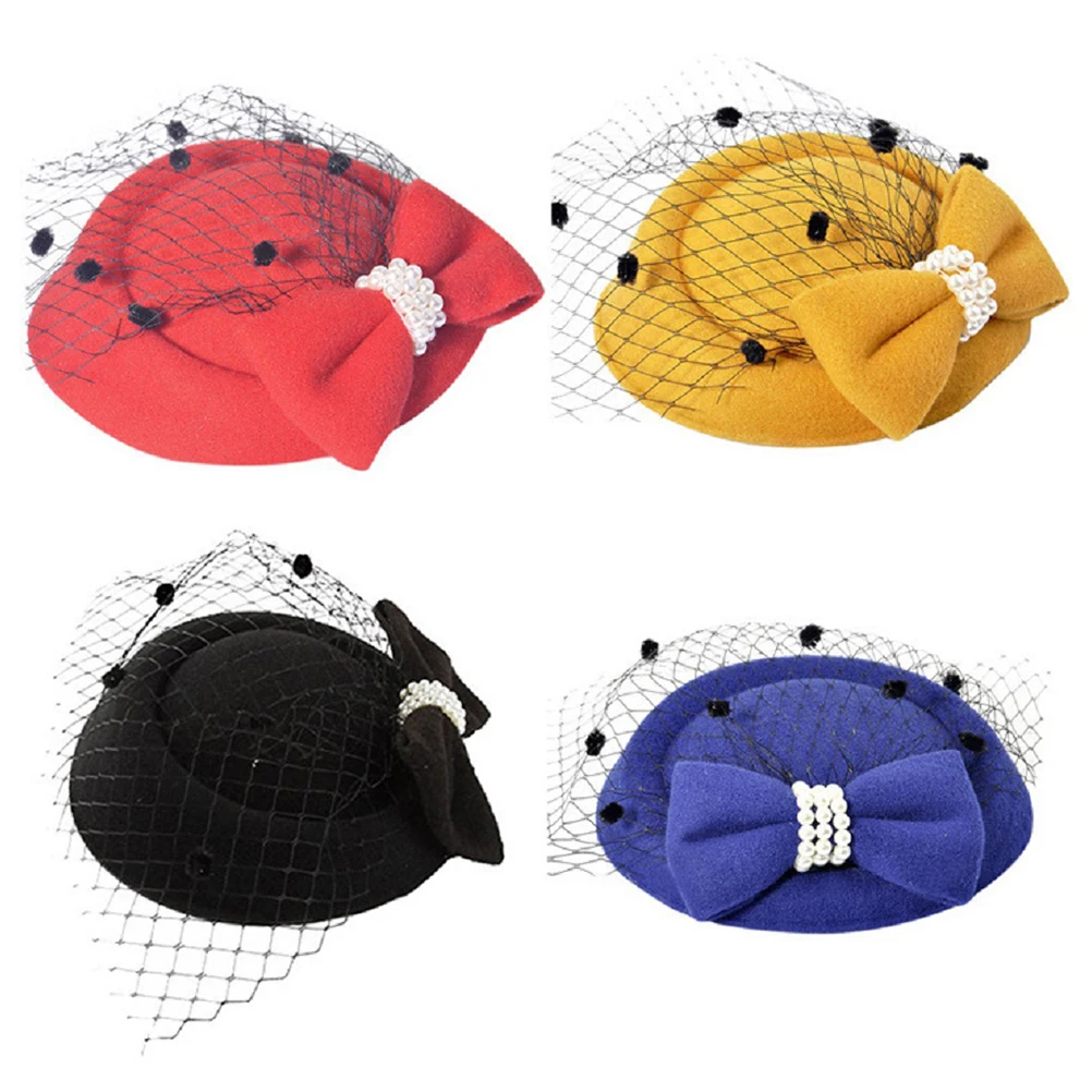 

Elegant Bridal Hat with Hair Clip Stylish Lace Bowknot Headwear for Women Party Wedding Accessories Banquet Headdress