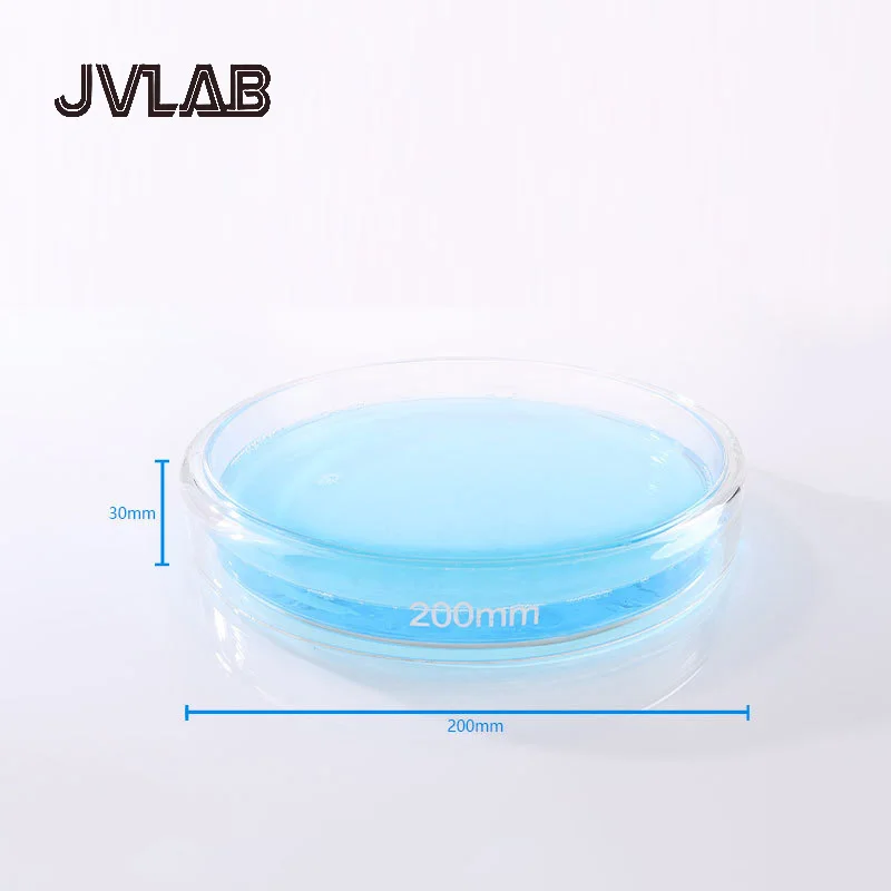 Thickened High Borosilicate Glass Petri Dishes Lids 200mm - Premium Lab-Grade Culture Dishes Cell/Biological Experiments JVLAB