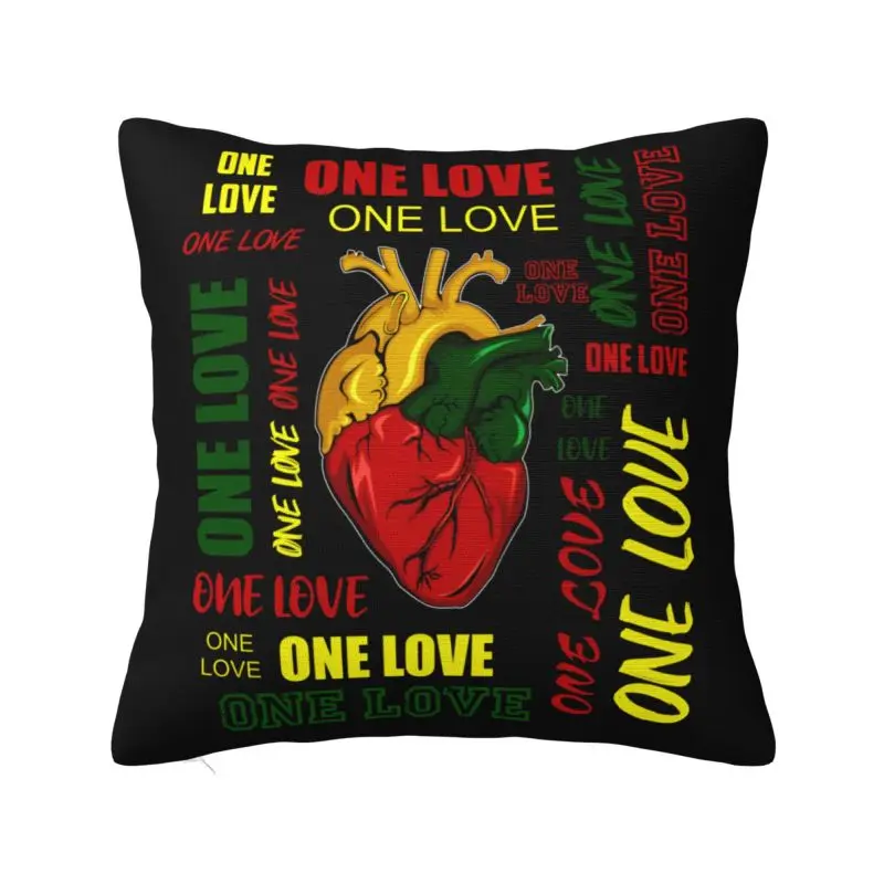Чехол для подушки One Love Heart 66*66 см, бархатная ямайская раста регги, музыкальная наволочка, домашний декор, диван, кресло, наволочка