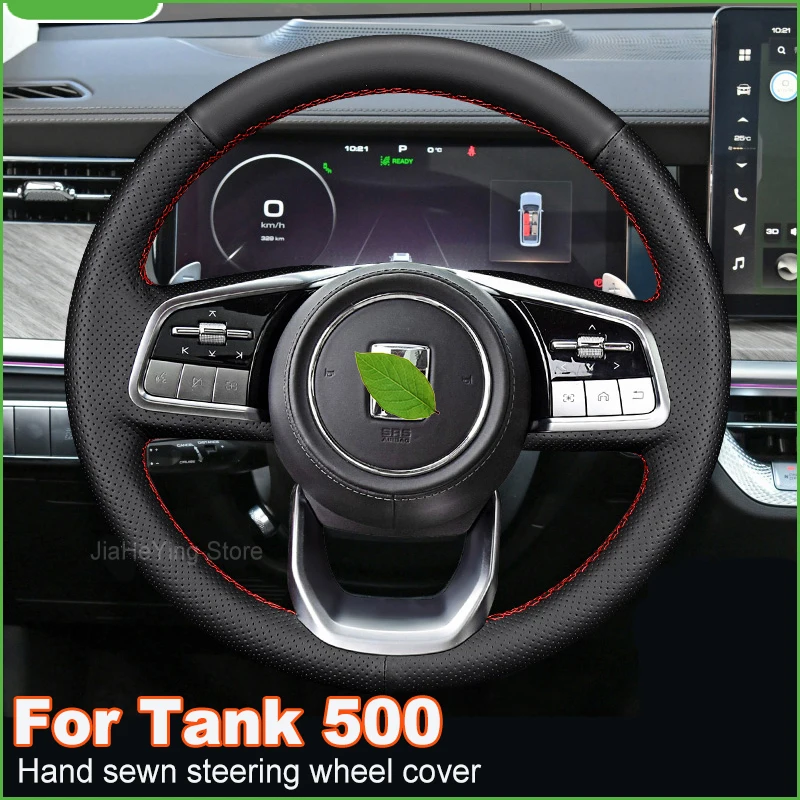 Hand Stitching Non-slip Genuine Leather Car Steering Wheel Cover Wrap For Tank 500 2023 Auto Interior Accessories