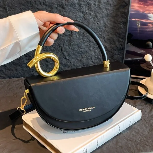 2025 Fashion Saddle Half Moon Bags Soft Pu Leather Women Handbags Design Shell Purse Lady Shoulder Crossbody Bag High Quality