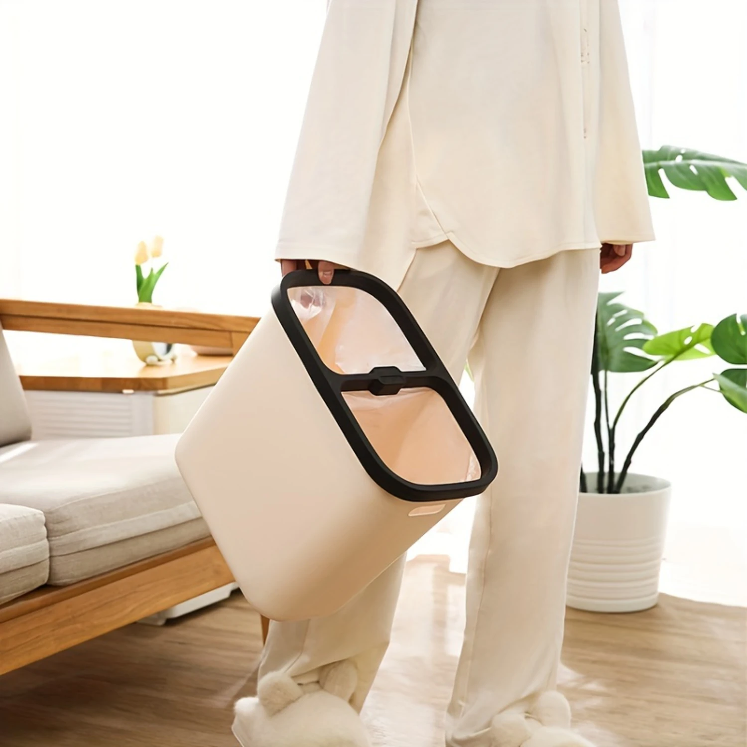 Квадратный мусорный бак для ванной комнаты и гостиной — не требуется крышка, легко сортировочное мусорное ведро