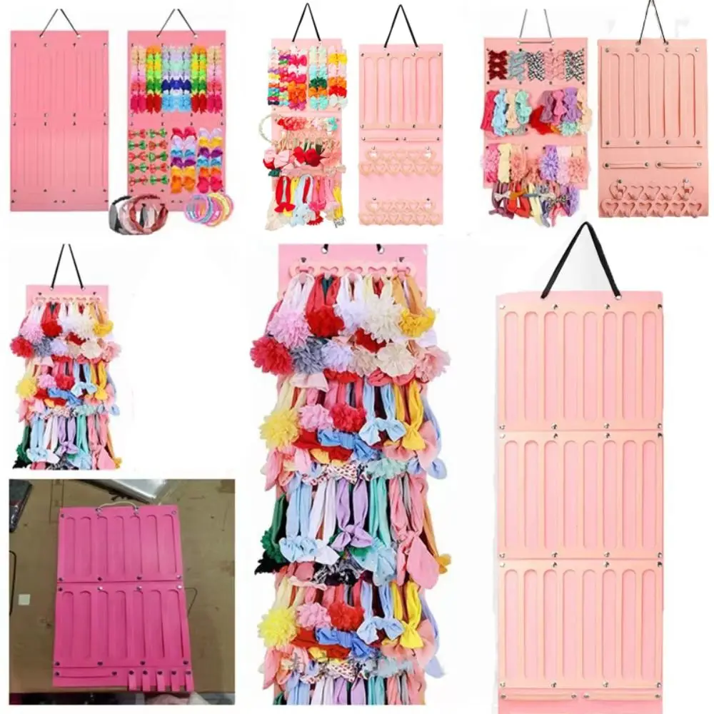 Pink Wall Hanging Headwear Organizing Bag Jewelry Accessories Storage Hair Bows Organizer Hairpin Storage Hanging Bag