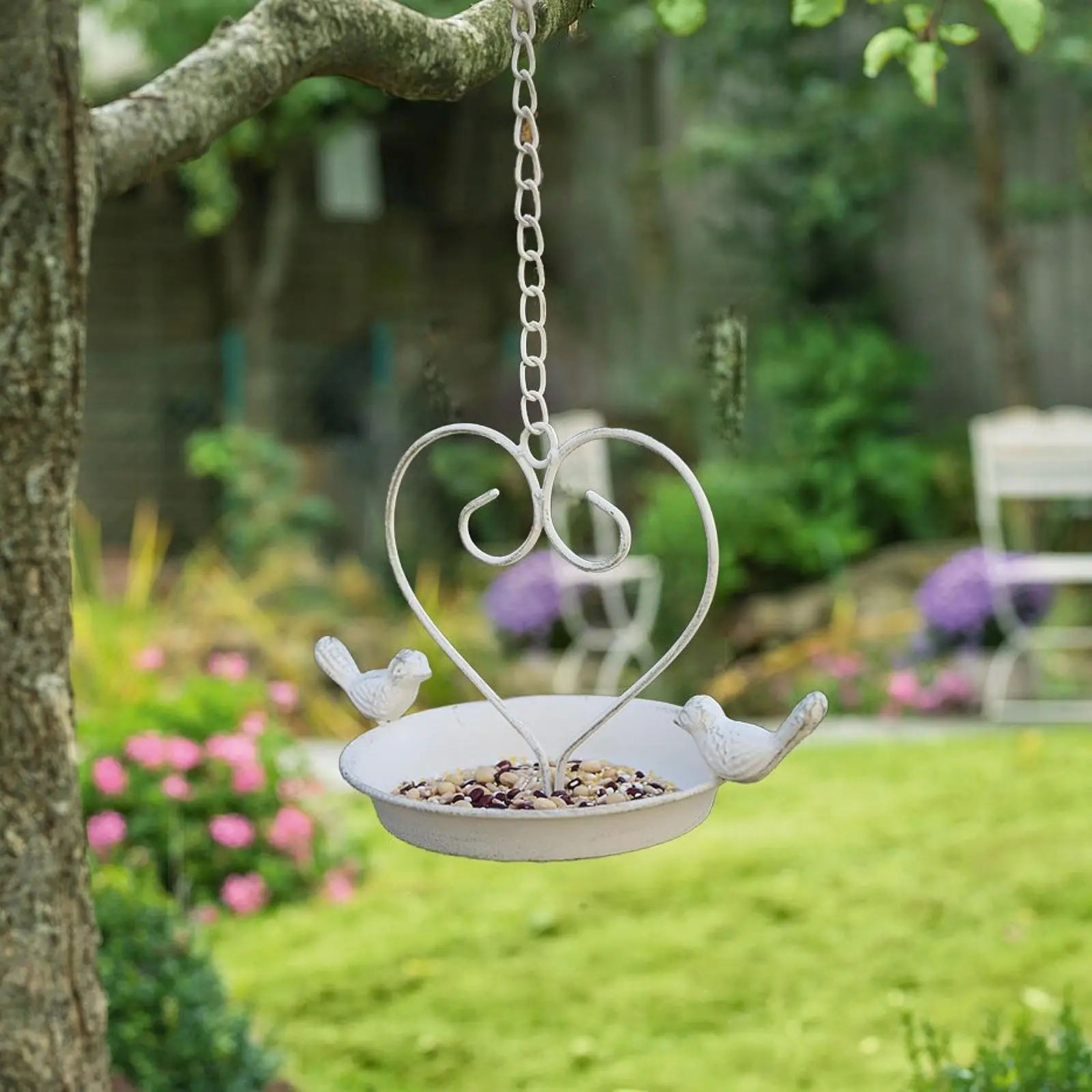 

Hanging Bird Bath Bird Feeder Tray Feeding Station Garden Decorative Birdhouse Water Bowl for Railing Porch Attracting Birds