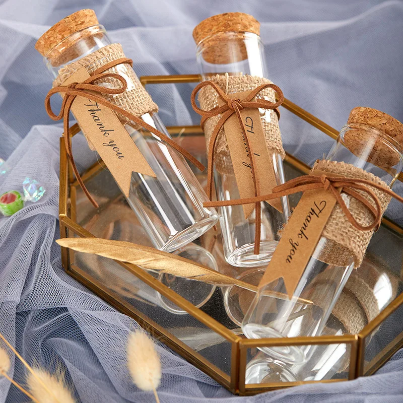 Botella de vidrio para dulces de corcho, caja transparente para dulces de boda, regalo de Halloween y Navidad, tubo, florero de deseos para decoración navideña