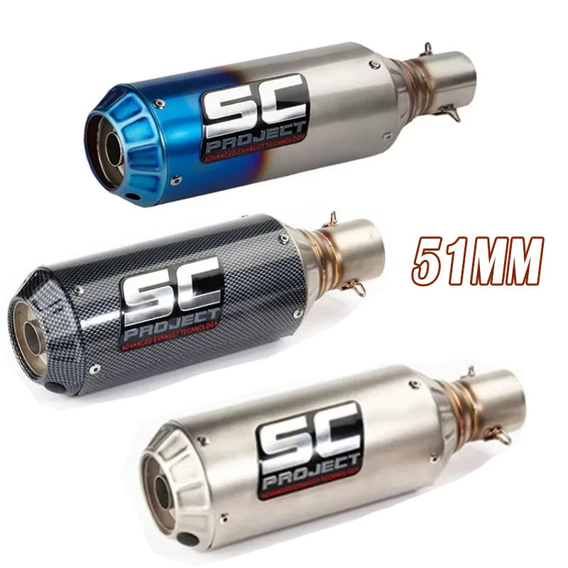 51 مللي متر العالمي للدراجات النارية SC الليزر ملحوظ العادم تعديل الخمار الهروب الأنابيب لياماها R6 كاواساكي KMT BMW هوندا
