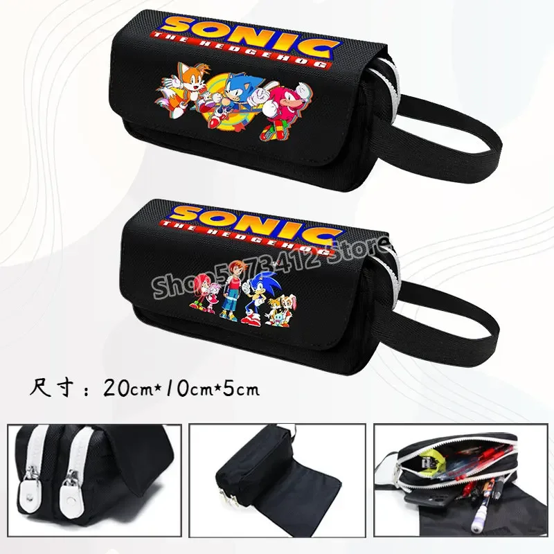 Sonics Movie Peripheral Pencilcase Supersonics The Hedgehogs Pencil Case Cover Large Capacity Student Stationery Box Xmas gift