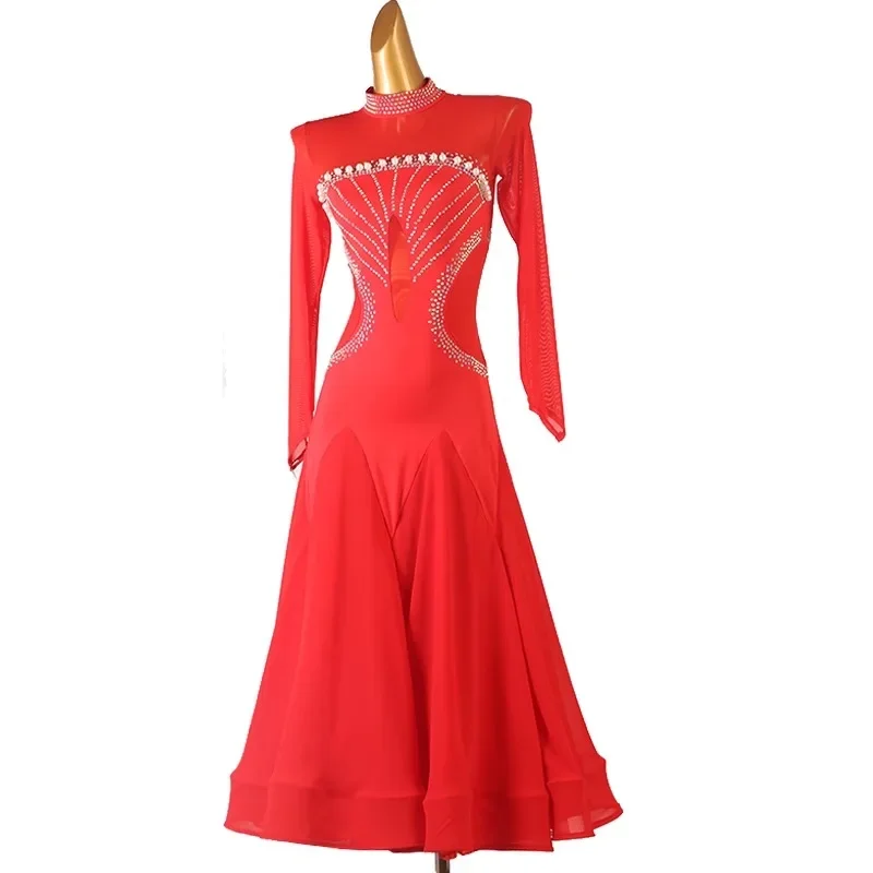 ชุดเต้นรำบอลรูมสำหรับผู้หญิง ชุดยาวสำหรับการแข่งขันเต้นรำวอลซ์ ชุดสำหรับงานปาร์ตี้ ชุดเต้นรำสำหรับสาวๆ ชุดสำหรับงานกลางคืน ชุดสำหรับงานแต่งงาน