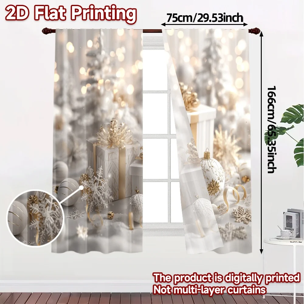 2pcs, 2D FLAT PRINTING Curtains (Without Rod) Golden Bliss Creative Modern Curtains Durable 100% Polyester Fabric Curtains All