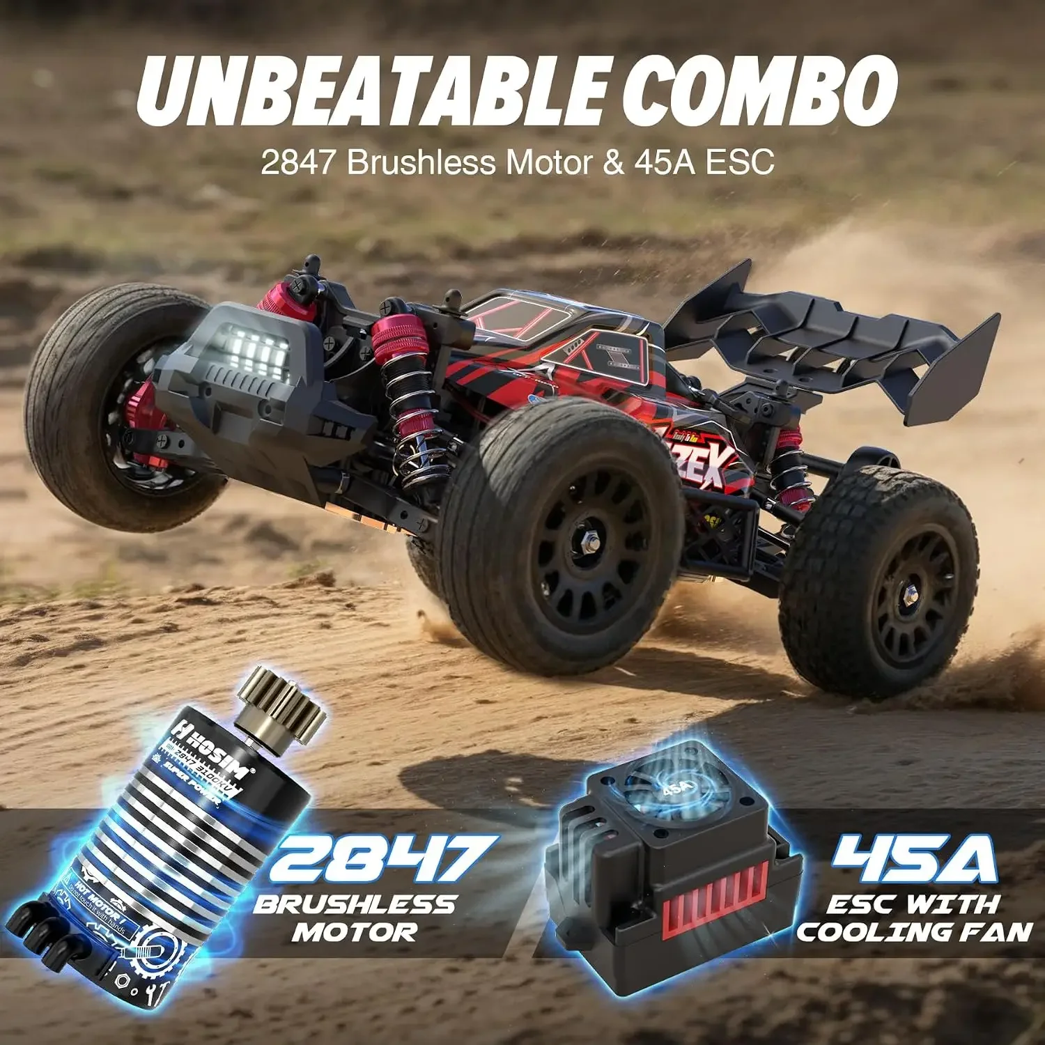 Brushless RC Buggy for Adults and Kids 60KM/H, 1/14 Electric High Speed All Terrain Remote Control Car, Hobby RC Trucks 4x4