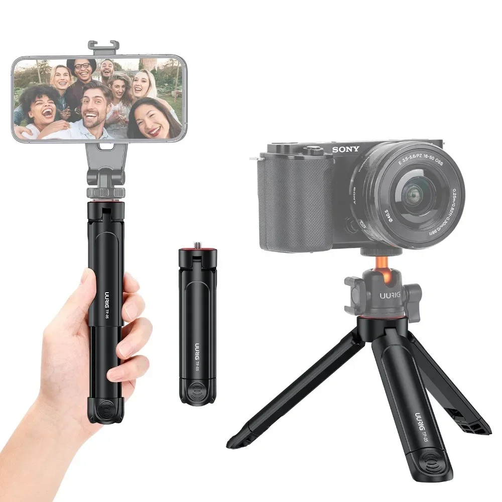 Tripod meja TP-05 dapat diperpanjang, dudukan Tripod Mini dengan sekrup 1/4 inci untuk kamera penjepit ponsel kepala bola