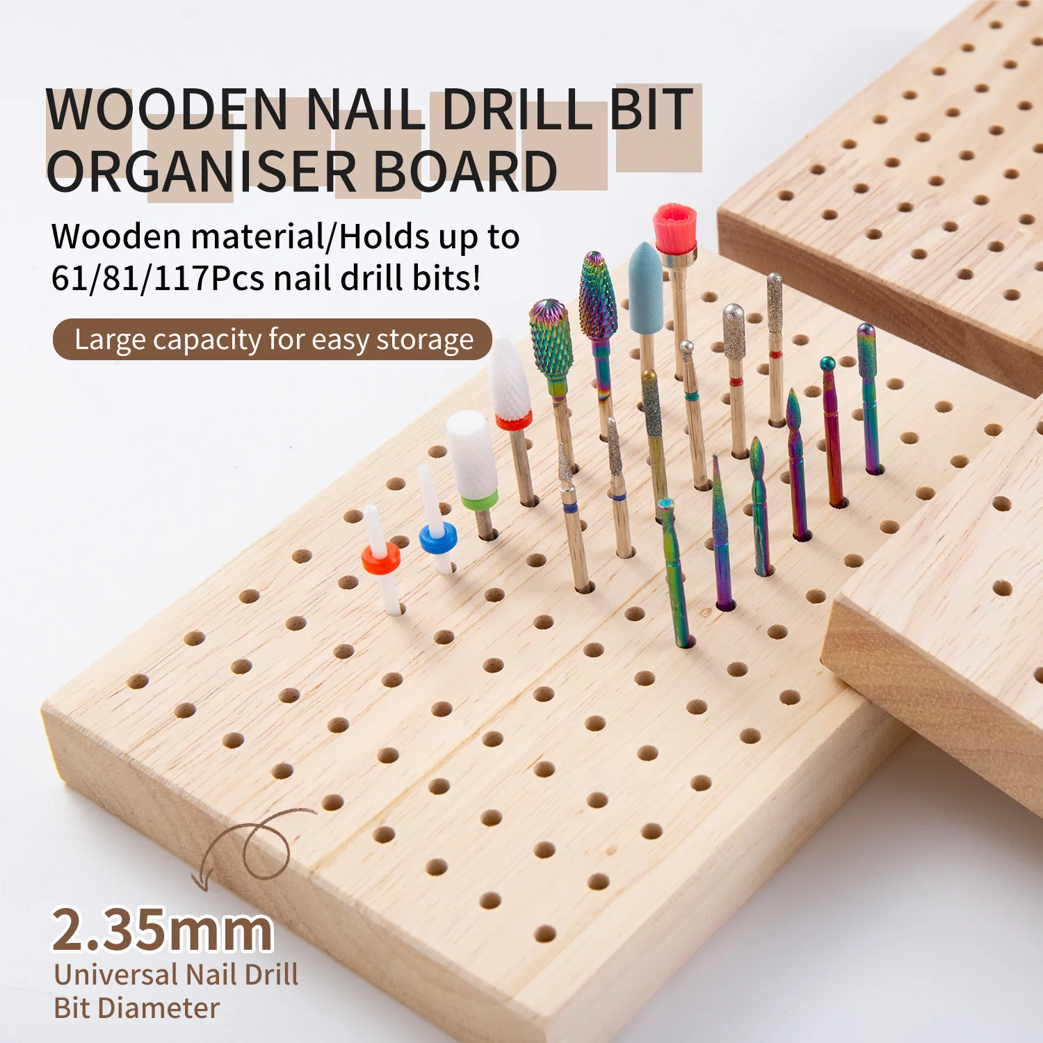 18/61/81 ช่องใส่หัวขัดเก็บไม้เจาะเล็บ Bit Organizer ถาดเครื่องตัด 2.35mm Shank Fit ขาตั้งจอแสดงผล