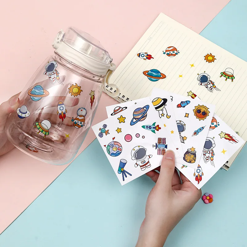 Cute Space Astronaut Series Thermos Cup Sticker Cup Accessories Waterproof Stickers for Sports Water Bottle Thermos Mug