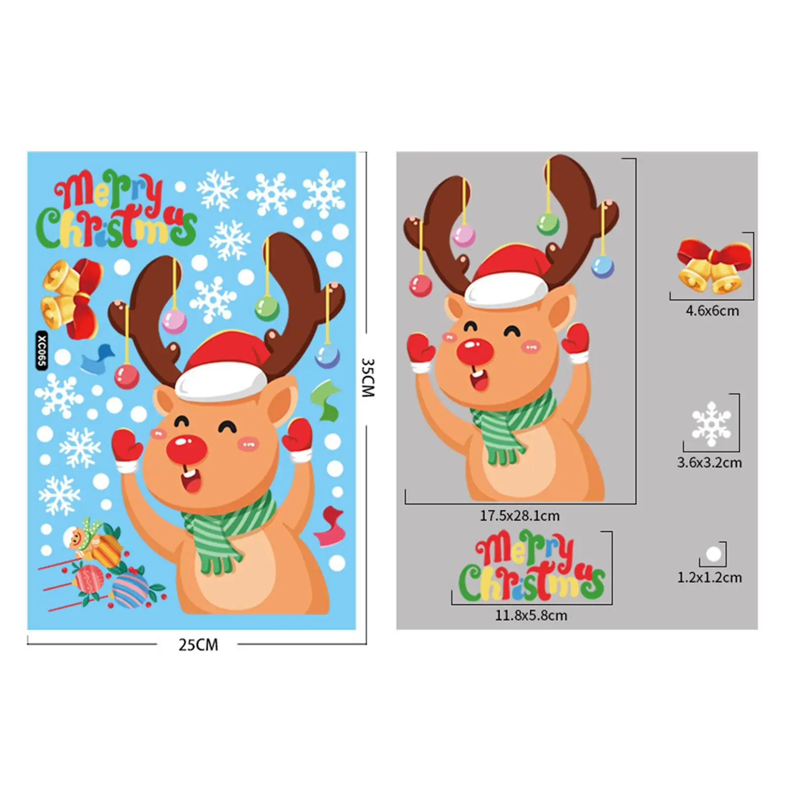 Snowflake Wall Stickers Christmas Window Decals PVC Static Cling for Glass Door Home Decor Easy Install Holiday Party Elk Theme